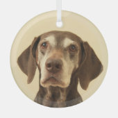 ドイツの短いポインタのクリスマス ガラスオーナメント (正面)