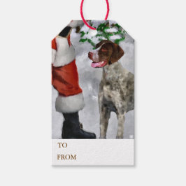 ドイツの短いポインタのクリスマス ギフトタグ