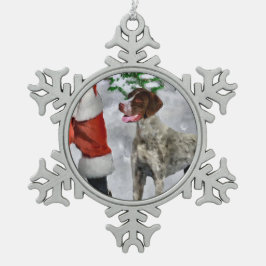 ドイツの短いポインタのクリスマス スノーフレークピューターオーナメント