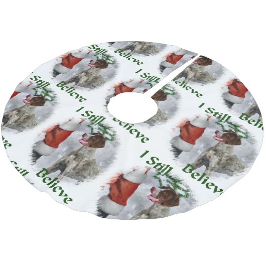 ドイツの短いポインタのクリスマス ブラッシュドポリエステルツリースカート (アングル)