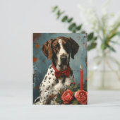 ドイツの短いポインタヴィンテージバレンタインデー ポストカード (スタンド正面)