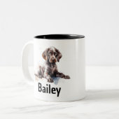 ドイツの短いポインターの水色マグ ツートーンマグカップ (正面左)