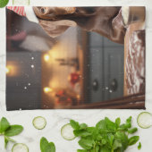 ドイツの短いポインタークリスマスクッキー キッチンタオル (折り畳み)