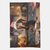 ドイツの短いポインタークリスマスクッキー キッチンタオル (縦)