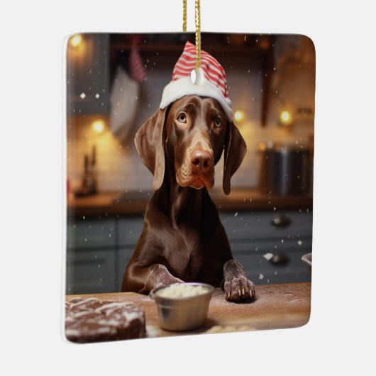 ドイツの短いポインタークリスマスクッキー セラミックオーナメント (右)