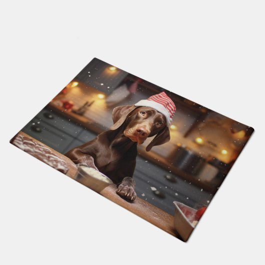 ドイツの短いポインタークリスマスクッキー ドアマット (アングル)