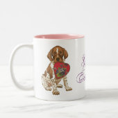 ドイツの短い干し草のポインターハートMom ツートーンマグカップ (左)