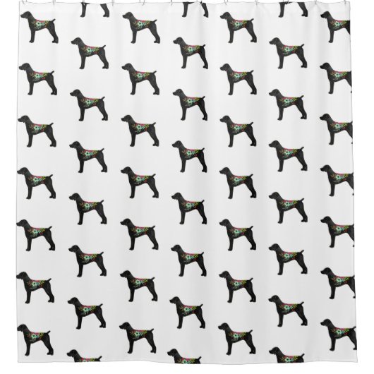 ドイツの短さの指（棒）のシルエット シャワーカーテン (正面)