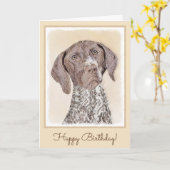 ドイツの短絵画いポインタ – ドッグアート カード (黄色い花)