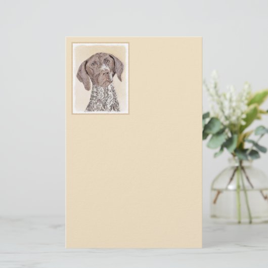 ドイツの短絵画いポインタ – ドッグアート 便箋 (スタンド正面)