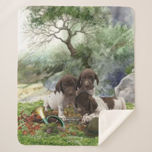 ドイツの短編ポインタかわいい子犬 シェルパブランケット (正面)