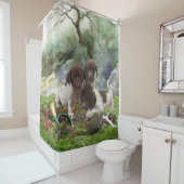 ドイツの短編ポインタかわいい子犬 シャワーカーテン (インサイチュ)