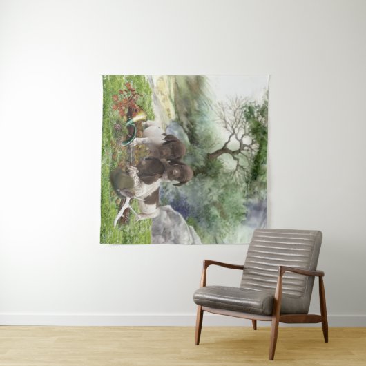 ドイツの短編ポインタかわいい子犬 タペストリー (インサイチュ(横))