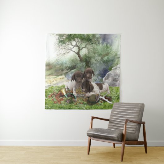 ドイツの短編ポインタかわいい子犬 タペストリー (インサイチュ)