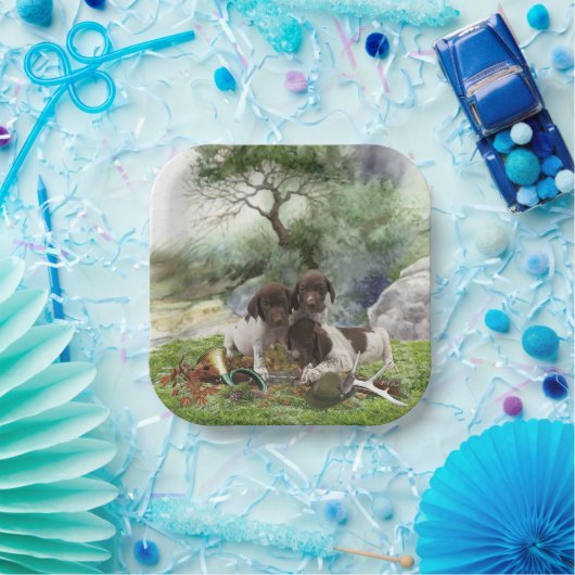 ドイツの短編ポインタかわいい子犬 ペーパープレート (パーティー)