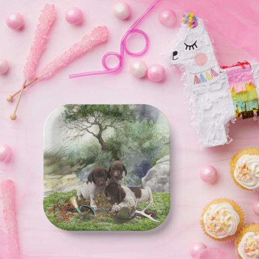 ドイツの短編ポインタかわいい子犬 ペーパープレート (パーティー)
