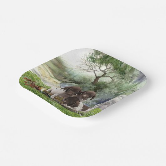 ドイツの短編ポインタかわいい子犬 ペーパープレート (傾斜あり)