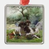 ドイツの短編ポインタかわいい子犬 メタルオーナメント (正面)