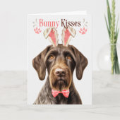 ドイツの硬い毛ポインタードッグバニーの耳の復活祭 シーズンカード (正面)