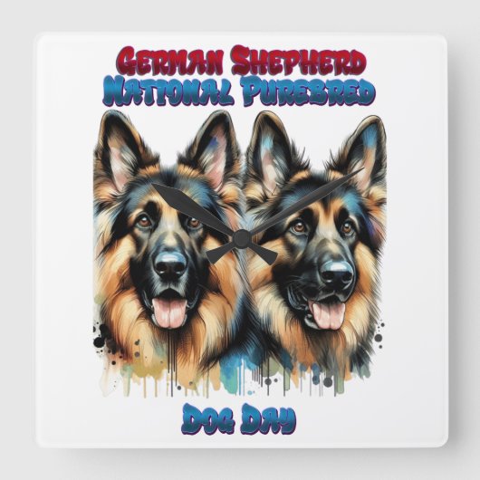 ドイツの祝羊飼い国民の純血記念日 スクエア壁時計 (正面)