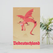 ドイツの空飛ぶドラゴンのヴィンテージポスター 便箋 (スタンド正面)