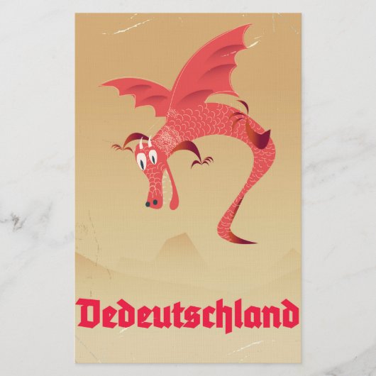 ドイツの空飛ぶドラゴンのヴィンテージポスター 便箋 (正面)