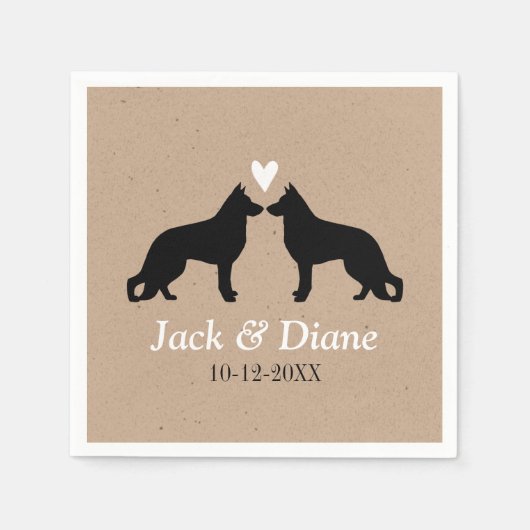 ドイツの結婚羊飼い夫婦とカスタム文字 スタンダードカクテルナプキン (正面)