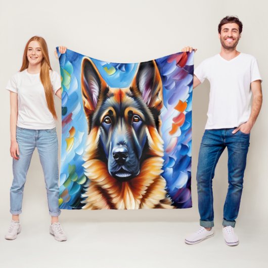 ドイツの絵画羊飼いの青い背景 フリースブランケット (インサイチュ)