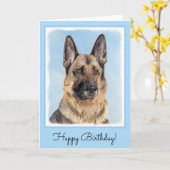 ドイツの絵画羊飼い – かわいいオリジナルドッグアート カード (黄色い花)