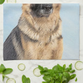 ドイツの絵画羊飼い – かわいいオリジナルドッグアート キッチンタオル (折り畳み)