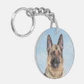 ドイツの絵画羊飼い – かわいいオリジナルドッグアート キーホルダー (正面左)