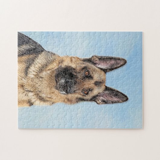 ドイツの絵画羊飼い – かわいいオリジナルドッグアート ジグソーパズル (横)