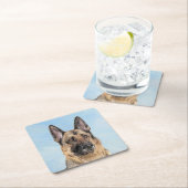 ドイツの絵画羊飼い – かわいいオリジナルドッグアート スクエアペーパーコースター (インサイチュ)