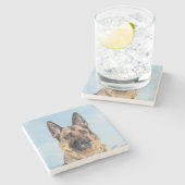 ドイツの絵画羊飼い – かわいいオリジナルドッグアート ストーンコースター (横)