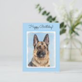 ドイツの絵画羊飼い – かわいいオリジナルドッグアート ポストカード (スタンド正面)