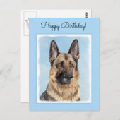 ドイツの絵画羊飼い – かわいいオリジナルドッグアート ポストカード (正面/裏面)