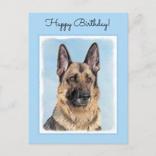 ドイツの絵画羊飼い – かわいいオリジナルドッグアート ポストカード (正面)