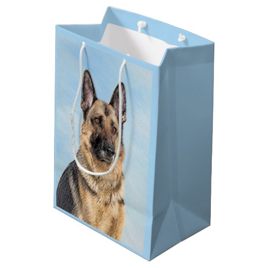 ドイツの絵画羊飼い – かわいいオリジナルドッグアート ミディアムペーパーバッグ (裏面アングル)