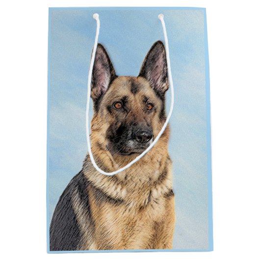 ドイツの絵画羊飼い – かわいいオリジナルドッグアート ミディアムペーパーバッグ (正面)