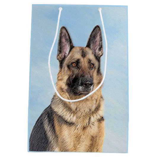 ドイツの絵画羊飼い – かわいいオリジナルドッグアート ミディアムペーパーバッグ (裏面)