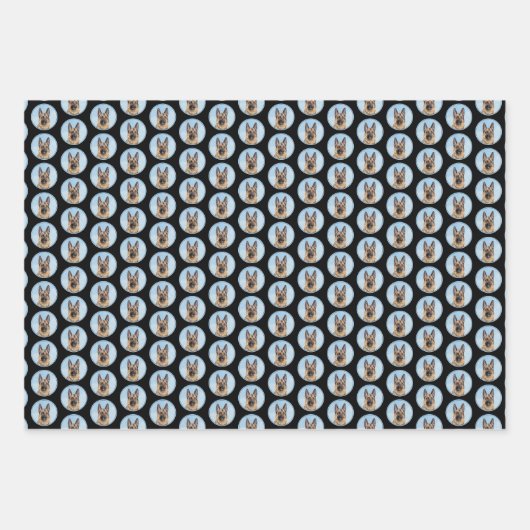 ドイツの絵画羊飼い – かわいいオリジナルドッグアート ラッピングペーパーシート (正面3)