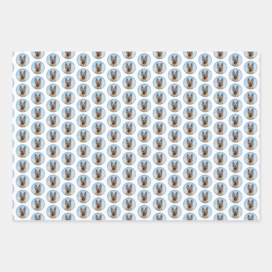 ドイツの絵画羊飼い – かわいいオリジナルドッグアート ラッピングペーパーシート (正面2)