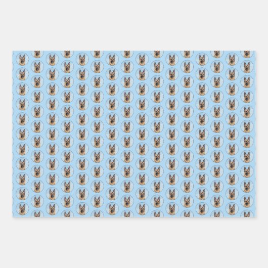 ドイツの絵画羊飼い – かわいいオリジナルドッグアート ラッピングペーパーシート (正面)