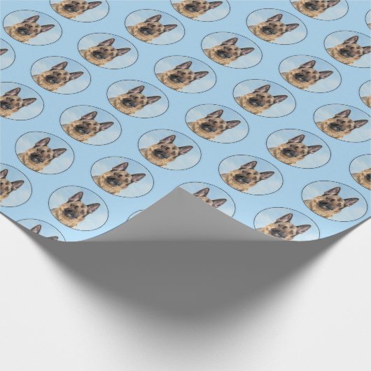 ドイツの絵画羊飼い – かわいいオリジナルドッグアート ラッピングペーパー (角)