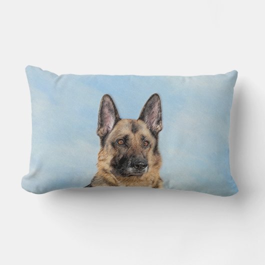 ドイツの絵画羊飼い – かわいいオリジナルドッグアート ランバークッション (正面)