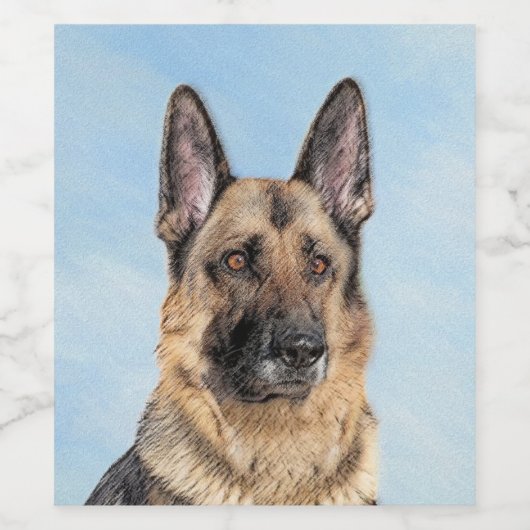 ドイツの絵画羊飼い – かわいいオリジナルドッグアート ワインラベル (シングルラベル)