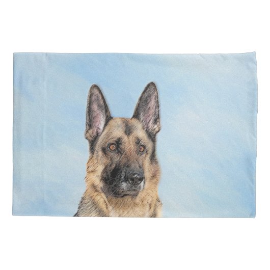 ドイツの絵画羊飼い – かわいいオリジナルドッグアート 枕カバー (裏面)