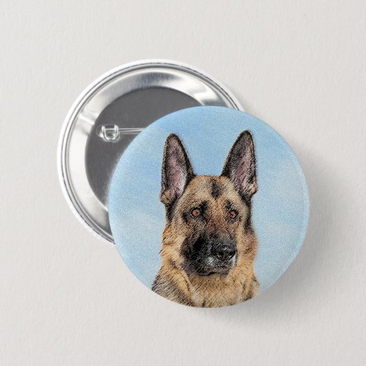 ドイツの絵画羊飼い – かわいいオリジナルドッグアート 缶バッジ (正面&裏面)