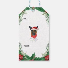 ドイツの羊毛松の枝に緑のクリスマス ギフトタグ