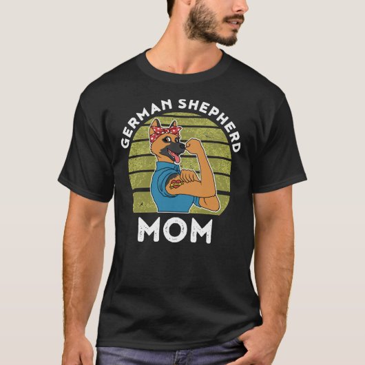 ドイツの羊飼いおもしろいママ Tシャツ (正面)